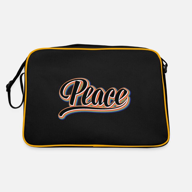 Peace, Frieden, Regenbogen, Hippie, Retro Tasche