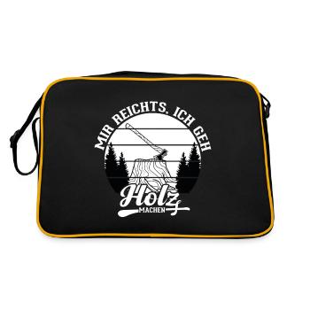 Mir Reichts Ich Geh Holz Machen | Holzfreund - Retro Tasche - Schwarz/Gold - Hinten