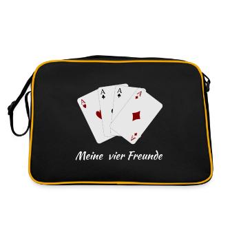 Kartenspiel Skat Poker Ass - Retro Tasche - Schwarz/Gold - Hinten