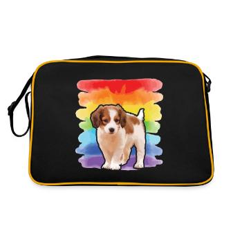 Welpe Hund Kooikerhondje - Retro Tasche - Schwarz/Gold - Hinten