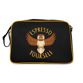 Cadeau hibou - Espresso vous-même - amateur de café - Sac Retro - noir/or - Dos
