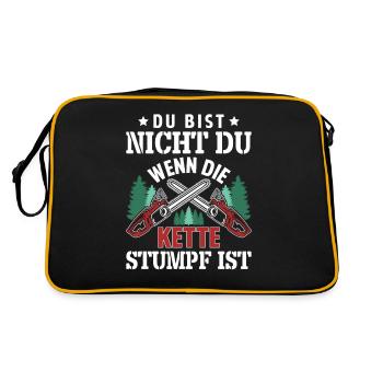 Du bist nicht du wenn die Kette stumpf ist - Retro Tasche - Schwarz/Gold - Hinten