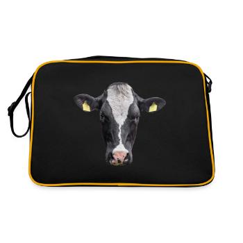 Cow. Kuh. - Retro Tasche - Schwarz/Gold - Hinten