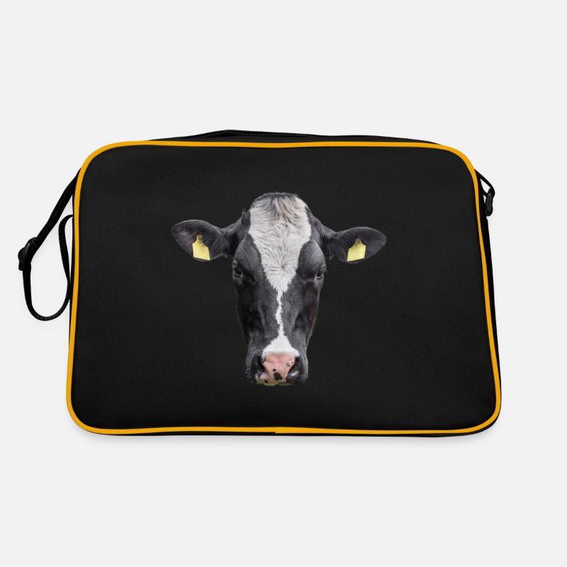 Cow. Kuh. - Retro Tasche - Schwarz/Gold