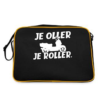 Motorroller Roller Rollerfahrer Geschenk - Retro Tasche - Schwarz/Gold - Hinten