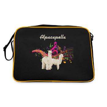 Cute And Funny Alpaca Alcapella Musician Gift - Retro Bag - black/gold - Back
