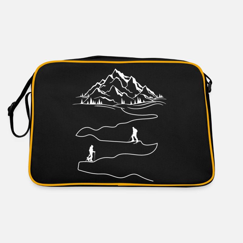 Tourenski Skitour Ski Geschenk - Retro Tasche - Schwarz/Gold