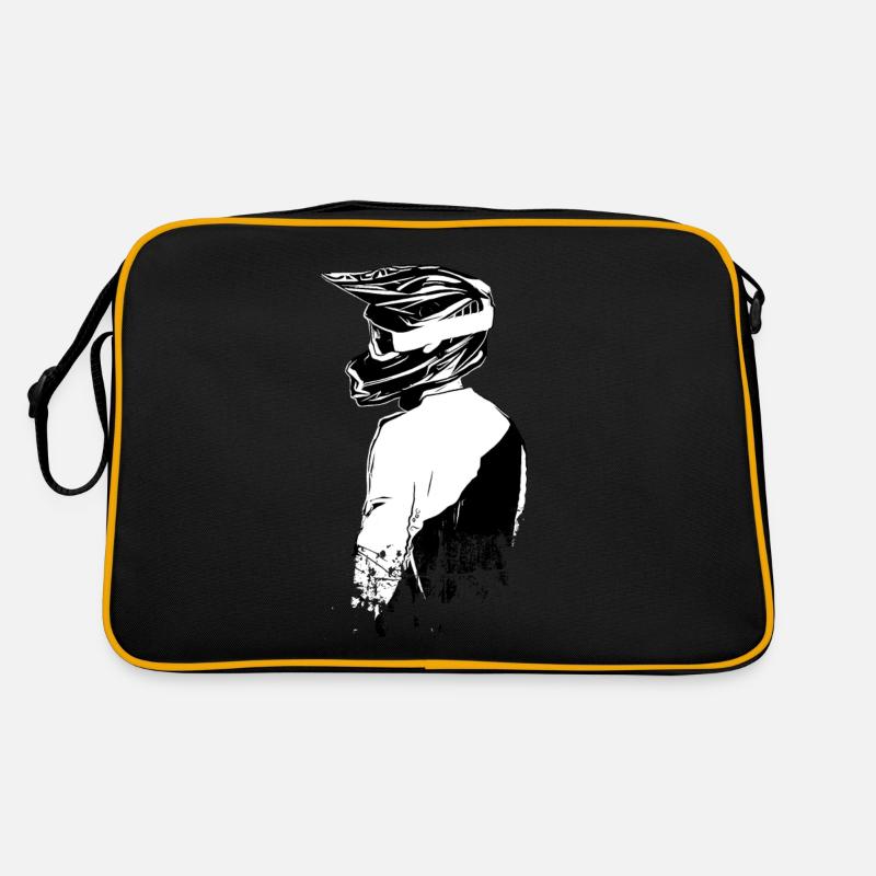 Motocross Design Enduro / Geschenkidee / MX - Retro Tasche - Schwarz/Gold