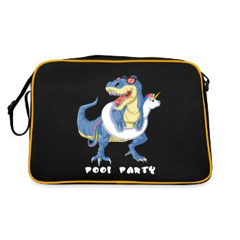 Pool Party Dinosaurier Einhorn - Retro Tasche - Schwarz/Gold - Hinten