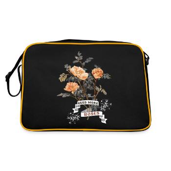 Motif rose vintage, rose design, rengaine amusante - Sac Retro - noir/or - Dos