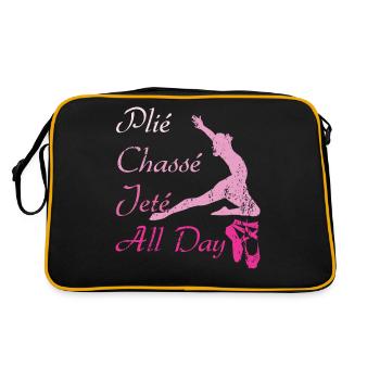 Plie Chasse Jete All Day Tanzen Kniebeugen Ballett - Retro Tasche - Schwarz/Gold - Hinten