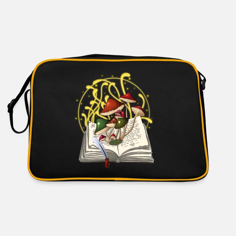 Pilze magisches Buch Retro Tasche