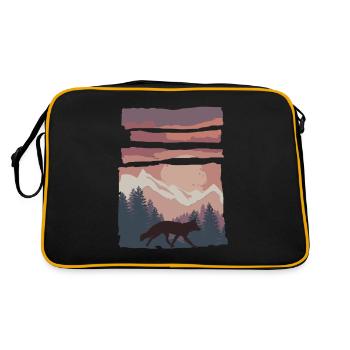 Fuchs Waldtier Geschenk - Retro Tasche - Schwarz/Gold - Hinten