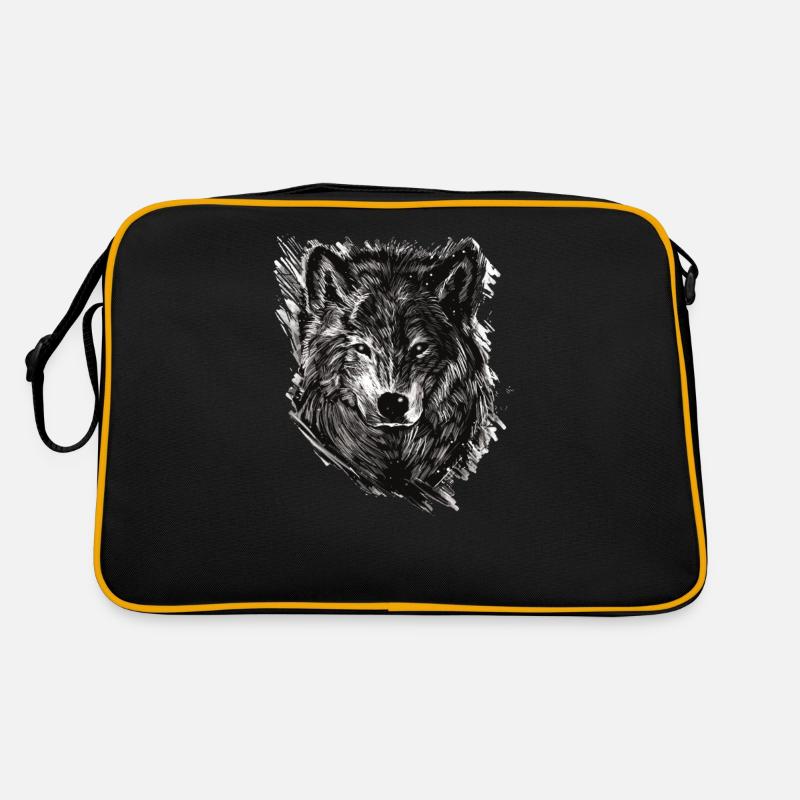 wilder Wolf - Retro Tasche - Schwarz/Gold
