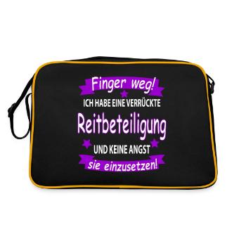 Finger weg! verrückte Reitbeteiligung keine Angst - Retro Tasche - Schwarz/Gold - Hinten