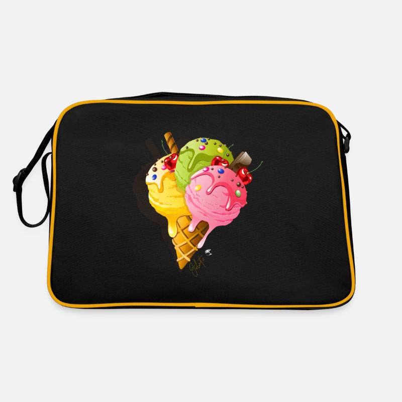 Crème glacée multicolore dans la gaufre de Cornet figure Sac Retro