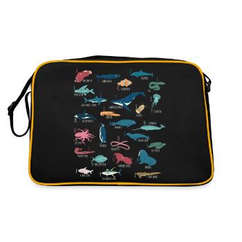 Biologie marine d’alphabet d’animaux marins - Sac Retro - noir/or - Dos