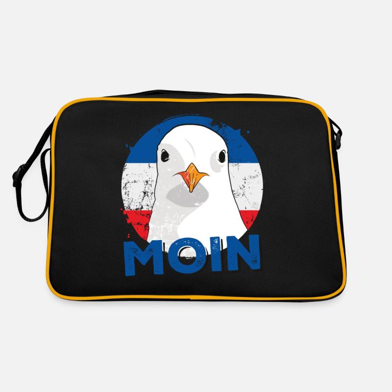 Möwen Moin - Retro Tasche - Schwarz/Gold