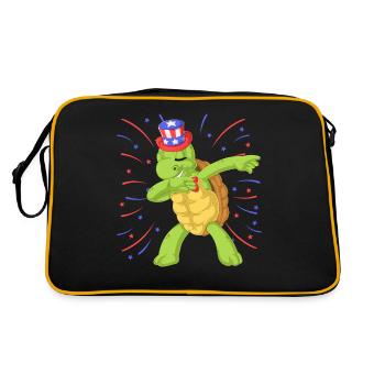 turtle dabbing 4th of july - Retro Bag - black/gold - Back