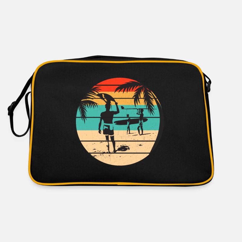 Surfing, Surfer, Surfing, Surfing - Retro Bag - black/gold