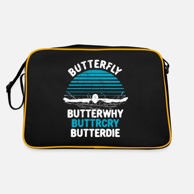 Schwimmer Schwimmen - Retro Tasche - Schwarz/Gold