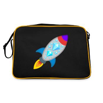 Rakete - Diamanten Hände WSB - Retro Tasche - Schwarz/Gold - Hinten