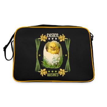 Easter, Happy Easter, Retro Vintage Egg Chicks - Retro Bag - black/gold - Back