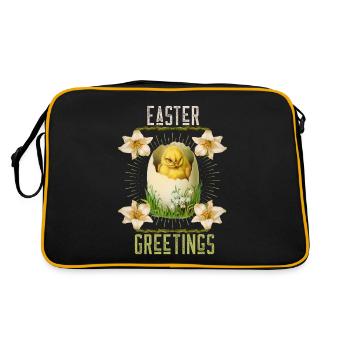Easter, Happy Easter, Retro Vintage Egg Chicks - Retro Bag - black/gold - Back