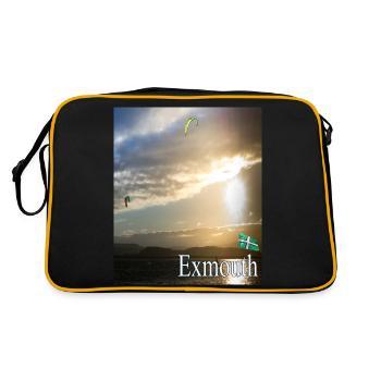 Exmouth, Devon - Retro Bag - black/gold - Back