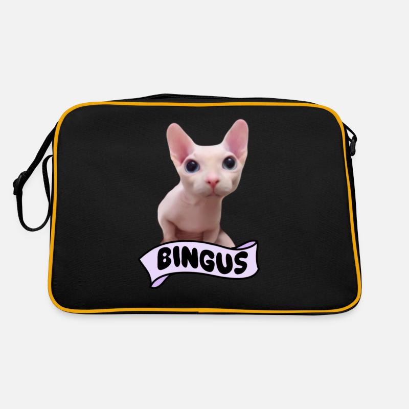 Bingus Cat Meme - Retro Tasche - Schwarz/Gold