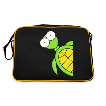 Funny Comic Turtle, Turtles, Reptiles - Retro Bag - black/gold - Back