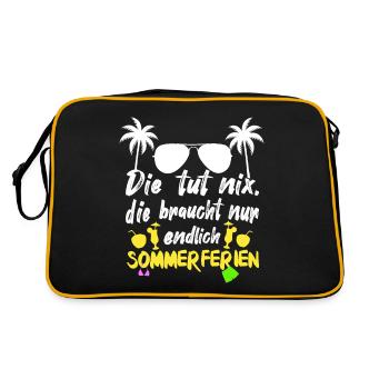 Endlich Sommerferien, Cocktails - Retro Tasche - Schwarz/Gold - Hinten