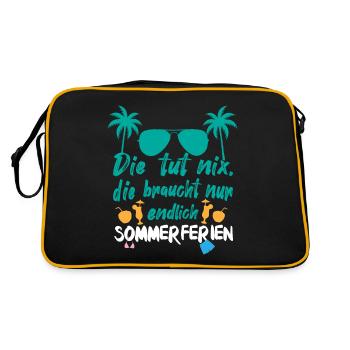 Sie braucht Sommerferien - Retro Tasche - Schwarz/Gold - Hinten