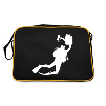 Diver with underwater camera - Retro Bag - black/gold - Back