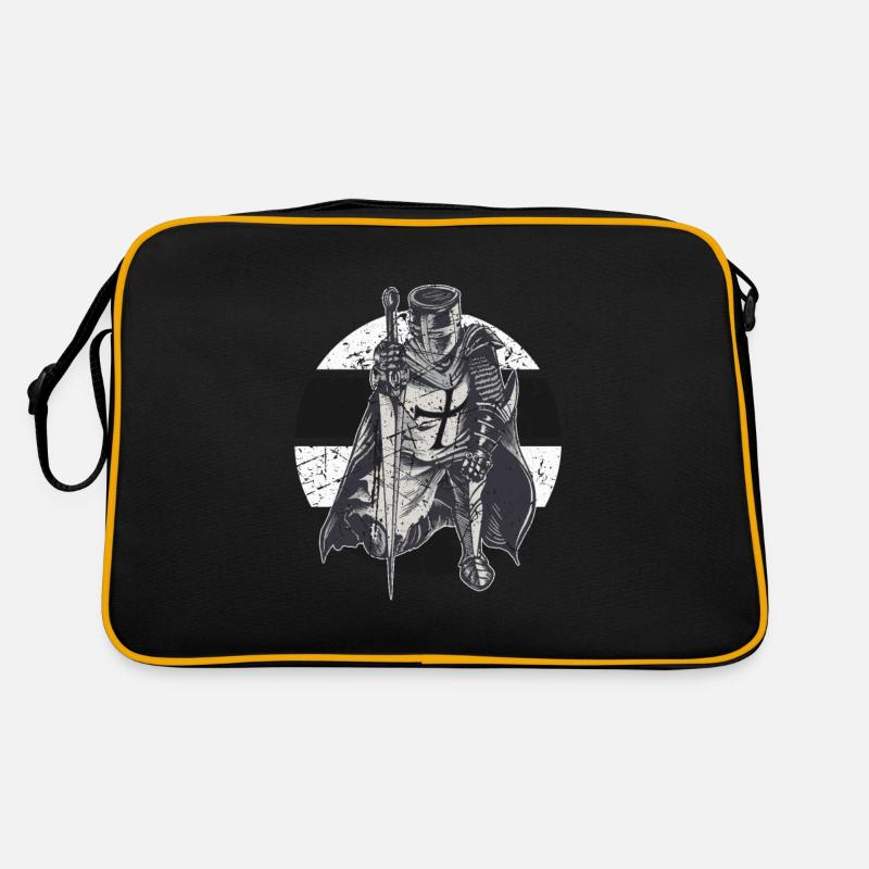 Knight Red White Templer order medieval armor - Retro Bag - black/gold