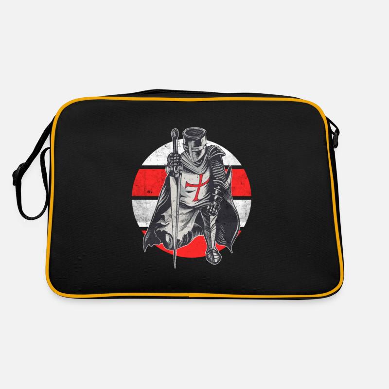 Knight Red White Templer order medieval armor - Retro Bag - black/gold