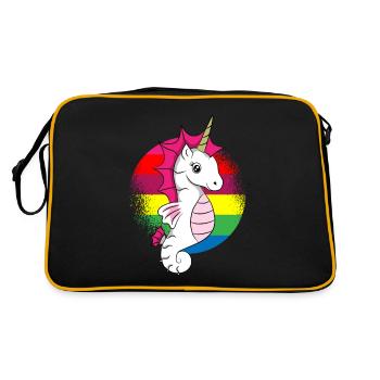 Seahorse bunt by The Manzanita`s - Retro Tasche - Schwarz/Gold - Hinten