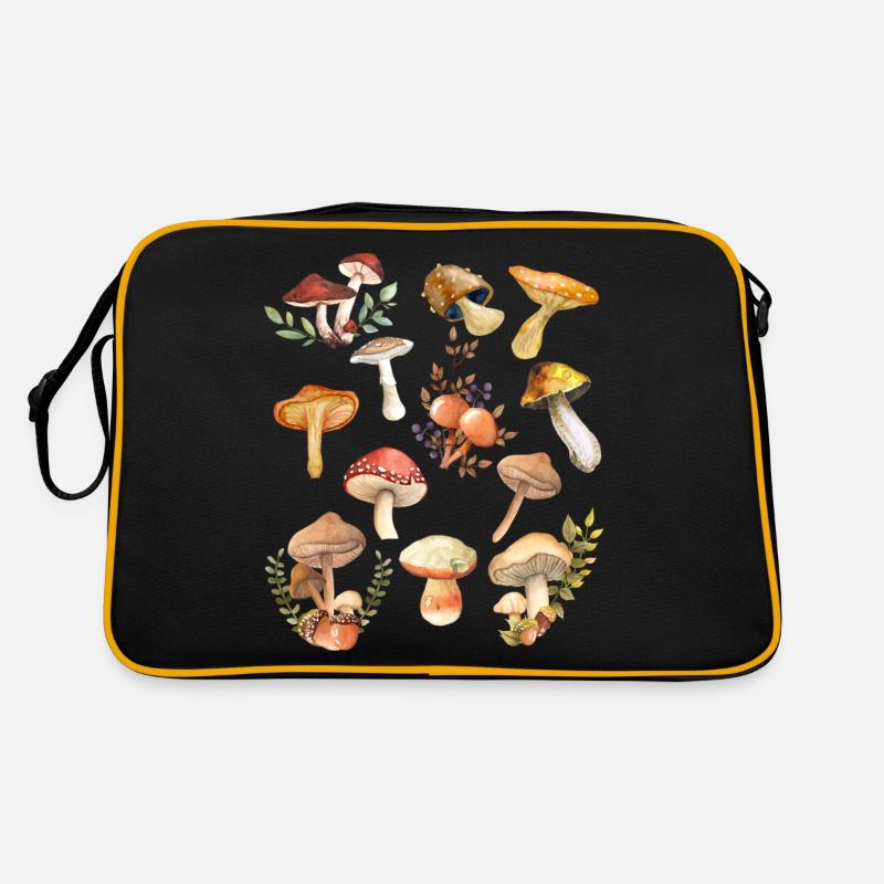 Champignons Champignons Cueeil botanique Nature forêt Sac Retro