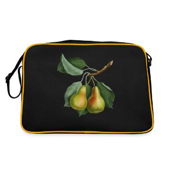 Vintage Pear, Botanical Illustration, Drawing - Retro Bag - black/gold - Back
