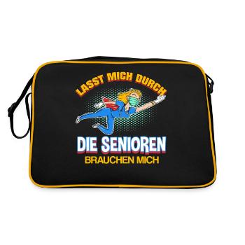 Lasst mich durch die Senioren brauchen mich - Retro Tasche - Schwarz/Gold - Hinten