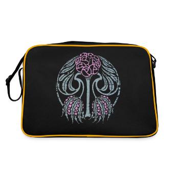 Jugendstil, Vintage-1900, Mandala-Motiv - Retro Tasche - Schwarz/Gold - Hinten