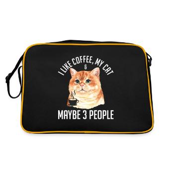 I Like Coffee, my Cat & Maybe 3 People - Retro Bag - black/gold - Back