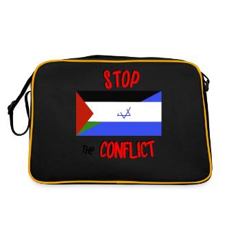 Palestine Israël Gaza Stop au conflit - Sac Retro - noir/or - Dos