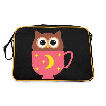 Owl in the cup - Retro Bag - black/gold - Back