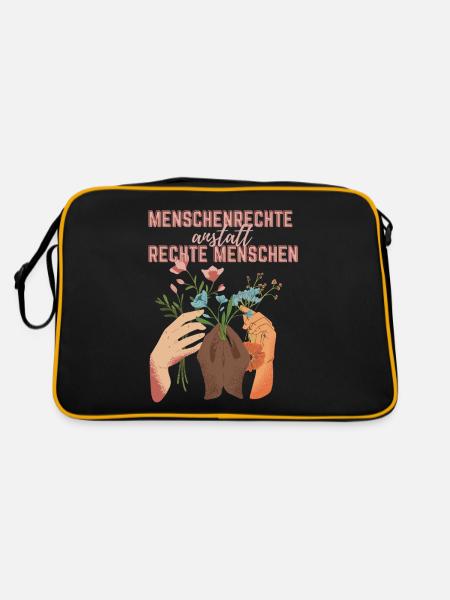 menschenrechte anstatt rechte menschen - Retro Tasche - Schwarz/Gold - Hinten