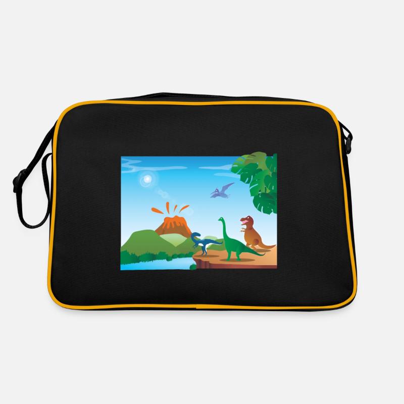dinosaur volcano Retro Bag