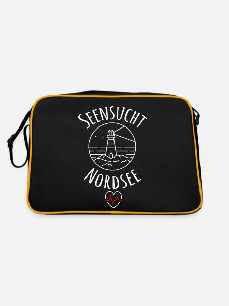 Seensucht Nordsee - Retro Tasche - Schwarz/Gold - Hinten
