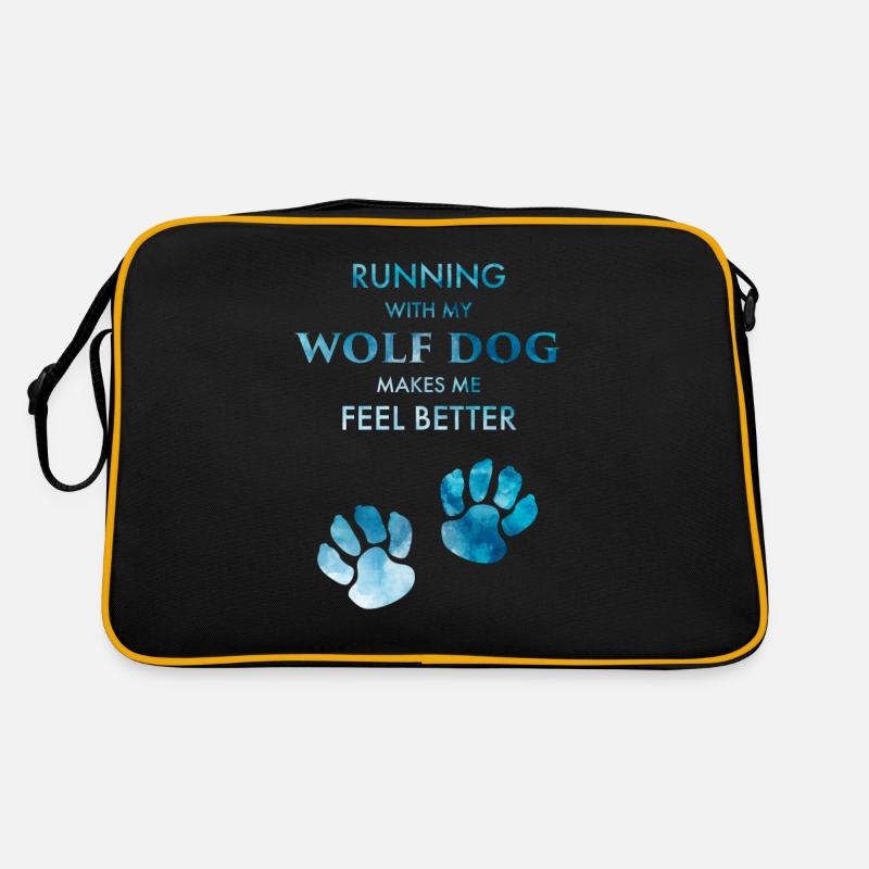 Running Wolf Dog Feel Better Wolfhound Paws Meme Retro Bag