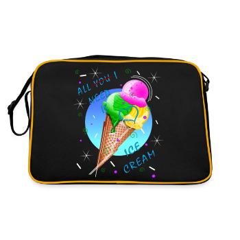 Eis Eiscreme Eissorten Eismaschine Vanilleeis - Retro Tasche - Schwarz/Gold - Hinten