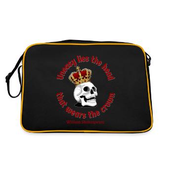 Citation de Shakespeare - Crâne avec Illustration de la Couronne - Sac Retro - noir/or - Dos